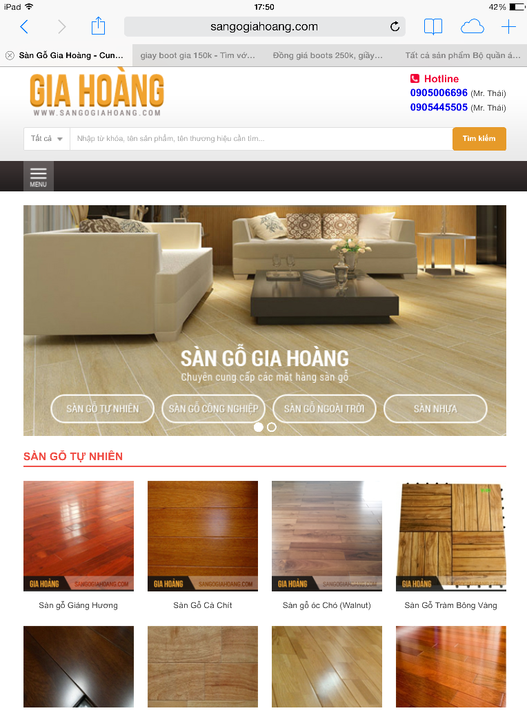 thiet ke website san go   sangogiahoang com